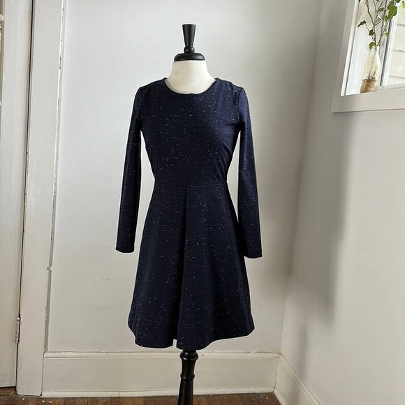 Madewell Dresses & Skirts - Sz 4 Small Medium Madewell Navy Blue Long Sleeve MIDI Fit and Flare Skater Dress